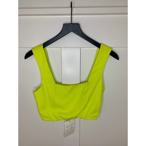 Show Me Your Mumu Ansley Crop Top in Citrine Stretch Small Sleeveless Party - Picture 1 of 3